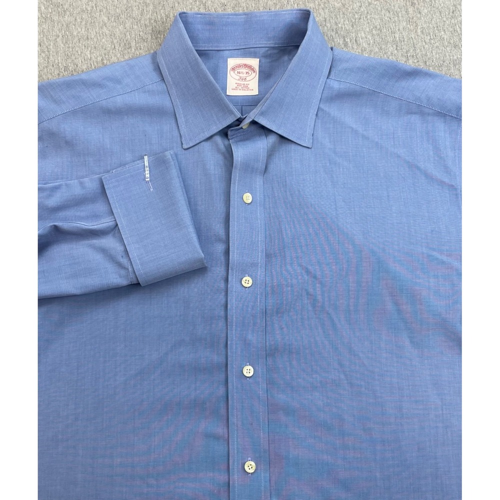 Brooks Brothers Shirt Mens 16.5 - 35 Blue 100% Cotton French Cuff Button Up